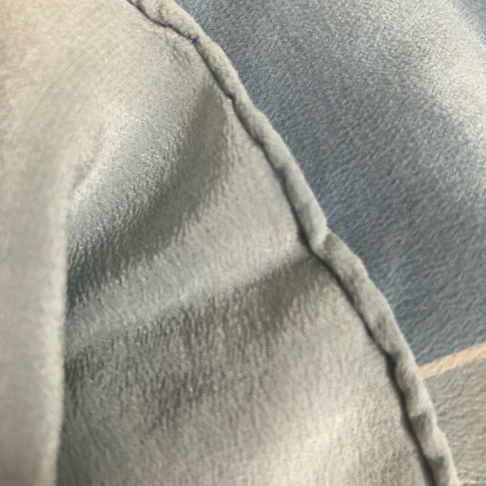 Vintage Blue Square Pattern Gradient Silk Scarf - image 6